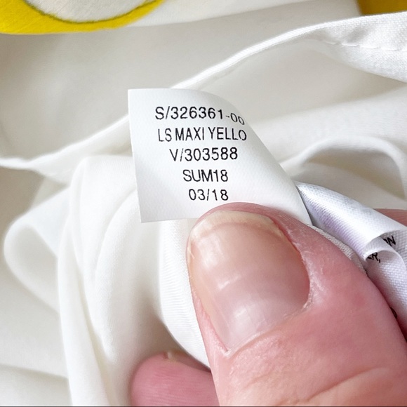 Banana Republic Size 8 Yellow Floral Long Sleeve Hi-Lo Ruffle Maxi Dress - Picture 10 of 10